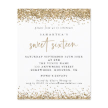 予算金ゴールドグリッターSweet sixteenパーティの招待状