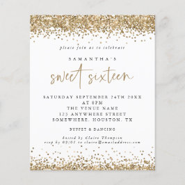 予算金ゴールドグリッターSweet sixteenパーティの招待状