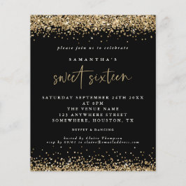 予算金ゴールドグリッターSweet sixteenブラック誕生日