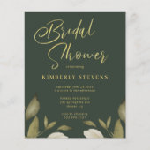 予算金ゴールドグリーンブライダルシャワー招待状 (正面)