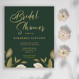 予算金ゴールドグリーンブライダルシャワー招待状