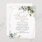予算金ゴールドグリーンリーブライダルシャワー招待 (正面/裏面)