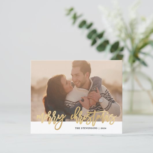 予算金ゴールドシンプルメリークリスマスフォトホリデー (スタンド正面)