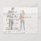 予算金ゴールドスクリプトフォトコラージュ日付の保存 案内ポストカード (裏面)