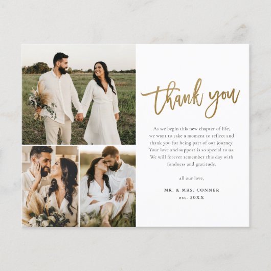 予算金ゴールドスクリプトフォトコラージュ結婚の感謝 (正面)