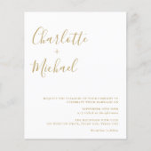 予算金ゴールドスクリプトフォト結婚式招待状 (正面)