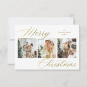 予算金ゴールドスクリプトメリークリスマスフォトコラージュ ノートカード (正面)