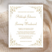 予算金ゴールドスクリプトリーフ結婚式招待状