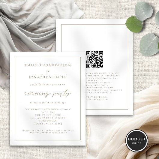 予算金ゴールドスクリプト夕べ結婚の夕べ招待状