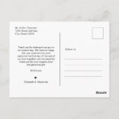 予算金ゴールドスクリプト結婚Pic's Thank You Postages ポストカード (裏面)