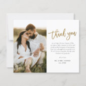 予算金ゴールドスクリプト2写真結婚のサンキューカード (正面)