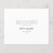 予算金ゴールドスクリプト3写真ベビーサンキューカード (裏面)