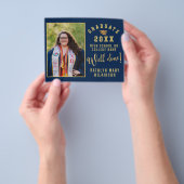 予算金ゴールドスクリプト4写真卒業招待状 チラシ (手)