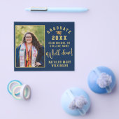 予算金ゴールドスクリプト4写真卒業招待状 チラシ (シングル)