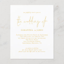 予算金ゴールドスクリプトQRコード結婚式招待状