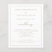 予算金ゴールドスクリプトQRコード結婚式招待状 (正面)