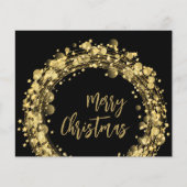 予算金ゴールドスターズメリークリスマスグリーティングカード (正面)