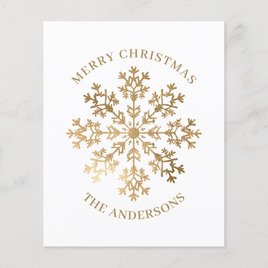 予算金ゴールドスノーフレーククリスマスカード チラシ (正面)