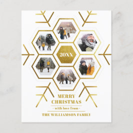 予算金ゴールドスノーフレーククリスマスホリデーフォトカード