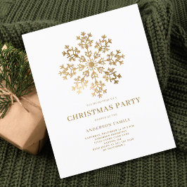 予算金ゴールドスノーフレーククリスマス招待状 チラシ