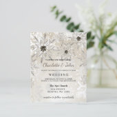 予算金ゴールドスノーフレークスウィンターウェディング招待状 (スタンド正面)