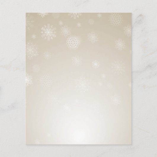予算金ゴールドスノーフレークスウィンターウェディング招待状 (裏面)