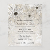 予算金ゴールドスノーフレークスウィンターウェディング招待状 (正面)