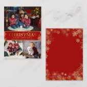 予算金ゴールドスノーフレーク3写真メリークリスマスカード ノートカード (正面/裏面)