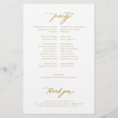 予算金ゴールドタイポグラフィシンプル結婚式プログラム チラシ (裏面)