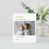 予算金ゴールドハッピーホリデー写真ホリデーカード (スタンド正面)