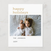 予算金ゴールドハッピーホリデー写真ホリデーカード (正面)