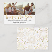 予算金ゴールドハッピー新年数々の写真ニューイヤー ノートカード (正面/裏面)