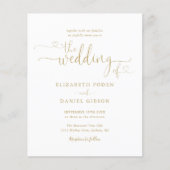 予算金ゴールドハートスクリプト結婚式招待状 (正面)