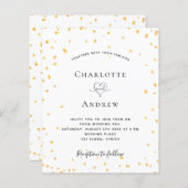 予算金ゴールドハート白結婚式招待状 (正面/裏面)