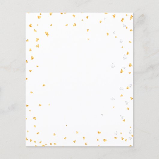 予算金ゴールドハート白結婚式招待状 (裏面)