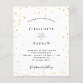 予算金ゴールドハート白結婚式招待状 (正面)