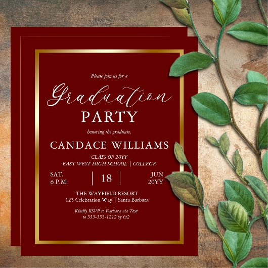 予算金ゴールドフレームのミニマルパーティの招待状 チラシ