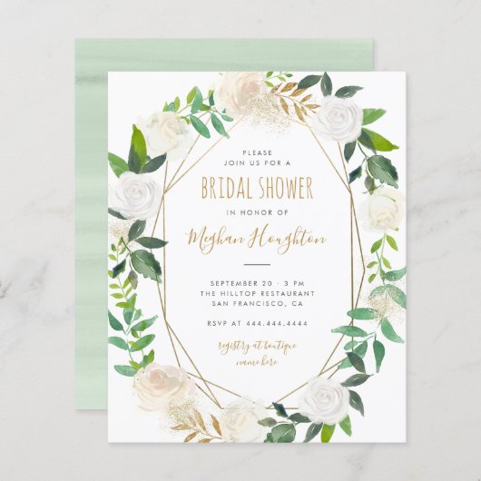 予算金ゴールドフレーム水カラーフローラブライダルシャワー (正面/裏面)