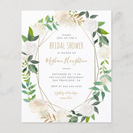 予算金ゴールドフレーム水カラーフローラブライダルシャワー (正面)