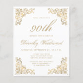 予算金ゴールドフレーム誕生日パーティーへの招待 (正面)