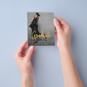 予算金ゴールドブラシ卒業発表写真 チラシ (手)