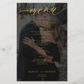 予算金ゴールドブラックオーバーレイ結婚写真のメニュー (正面)