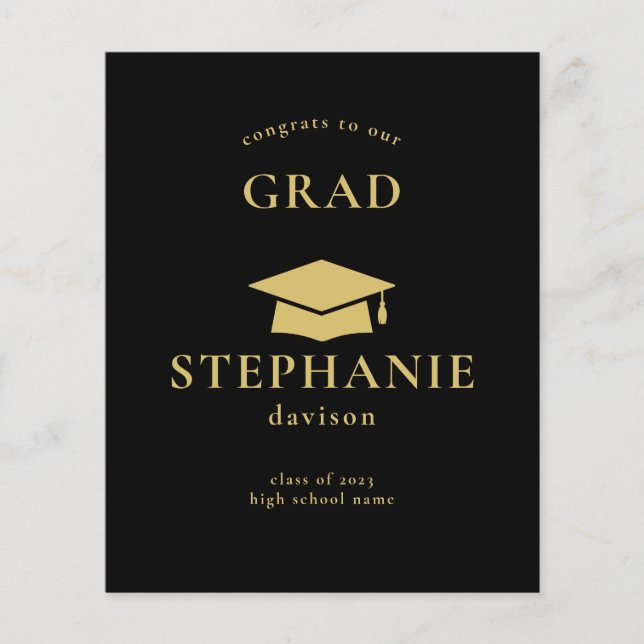 予算金ゴールドブラックキャップおめでとう大学院卒業2023 (正面)