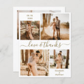 予算金ゴールドホワイトフォトコラージュ結婚の感謝 (正面/裏面)