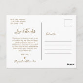 予算金ゴールドホワイトフォトコラージュ結婚の感謝 ポストカード (裏面)