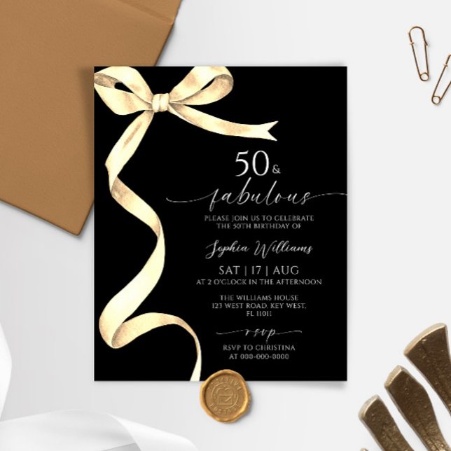 予算金ゴールドボウ50と素晴らしい誕生日招待状 (クリエイターアップロード済み)