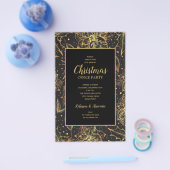 予算金ゴールドポインセティアスクリスマス招待状フライヤー チラシ (シングル)