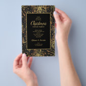 予算金ゴールドポインセティアスクリスマス招待状フライヤー チラシ (ハンドル)