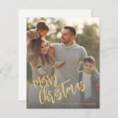 予算金ゴールドメリークリスマスフォトホリデーカード (正面/裏面)