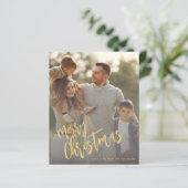 予算金ゴールドメリークリスマスフォトホリデーカード (スタンド正面)